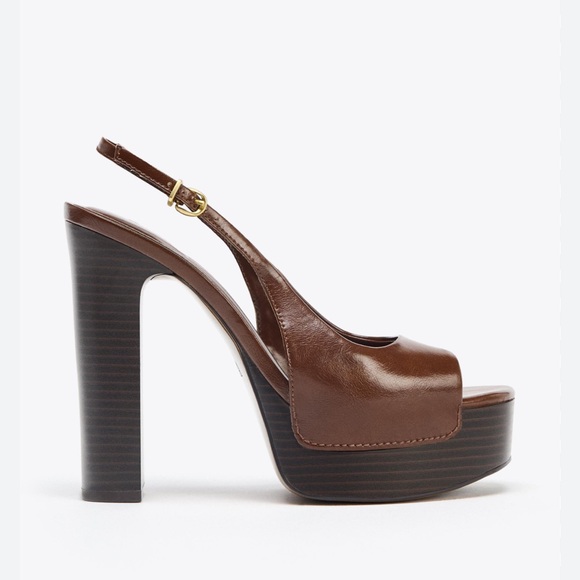 Zara Shoes - Zara brown sling back platform heel